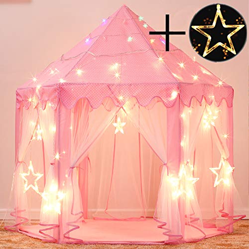 Sumbababy Princess Castle Tent for Girls Fairy Play Tents for Kids Hexagon Playhouse