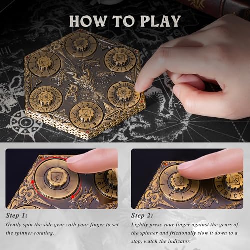 Image of Kabinka DND Dice Set, 7 in 1 Metal Spin-Dial Dice with Storage Bag, Portable Celtic Knot D&D Dice for D4 /D6 /D8 /D10 /D12 /D20 Role Playing Board Games (Matte Gold)