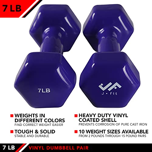 Jfit Vinyl Dumbbell Pair, 7 Lb, Purple #TOP2