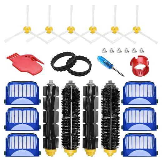 Peças de reposição para iRobot Roomba 600 Series 690 980 670 660 651 650 630 614 595 585 564 552, 6 pincéis laterais, 2 conjuntos de cerdas e batedores, 2 pneus de roda, kit de reposição a vácuo