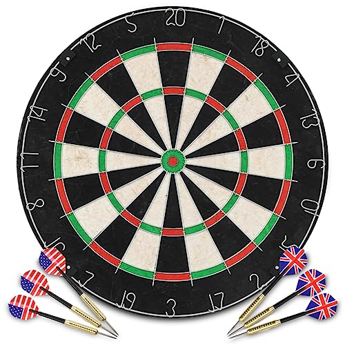 Indoor Games Profi Dart Set mit Dartscheibe und Surround Sisal Steel Wurfpfeile – Bild 3