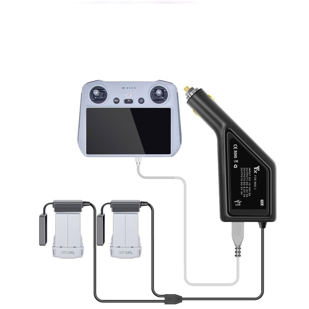 Amazon | 3 in 1 車の充電器 DJI Mini 3/3 Pro DJI RC リモコン  