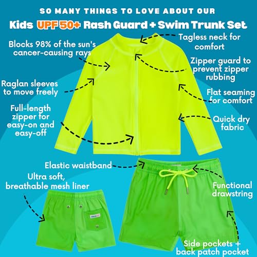 Image of SwimZip Boys' Long Sleeve Rash Guard & Swim Shorts Set - UPF 50+ Sun Protection