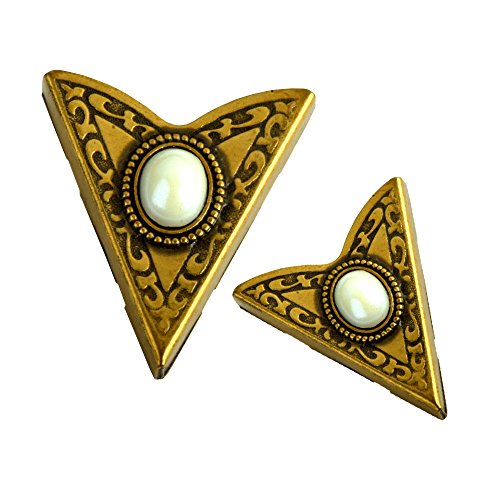 HHH Design White Stone Collar Tips - Silver Finish - Western Collar Tip - Dress Shirt Collar Stays - Collar Stays for Men & Women