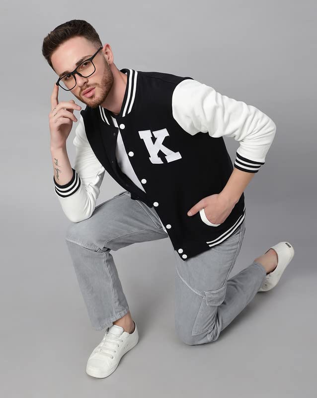 Image of BE SAVAGE Men's Cotton Blend Standard Length Varsity Jacket