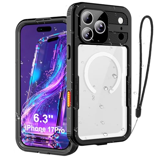 FXXXLTF Phone Case for iPhone 17 Pro IP68 Submersible [6.6FT] Military Grade Waterproof Shockproof with MagSafe Compatible Wireless Charging Built-in Screen Protector for Swimming Outdoor Sports