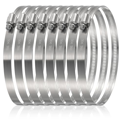 Image of Boao 8 Pieces 12 Inch Adjustable 304 Stainless Steel Duct Clamps Worm Gear Hose Clamp for Pipe, Intercooler, Plumbing, Tube and Fuel Line