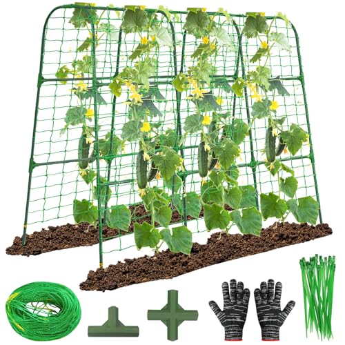 OTOSUNNY Cucumber Trellis, 50x48 inch Metal Garden Arch Trellis for Climbing Plants Outdoor, Plant...