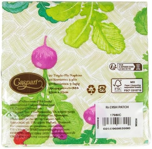 Caspari Radish Patch Cocktail Napkins - 20 Per Package