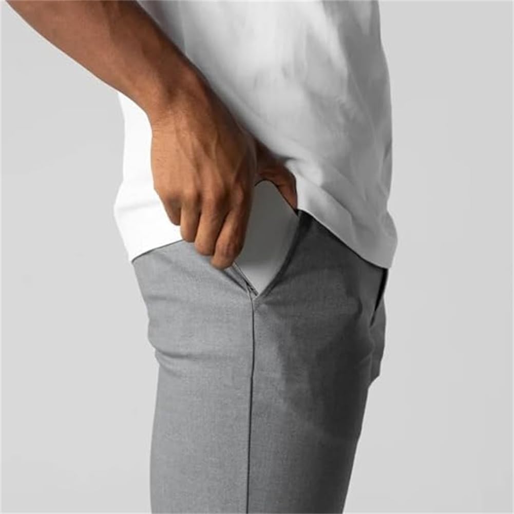 Pantalones chinos activos para hombre, pantalones de estilo de vida activos para hombre, pantalones de ajuste holgado, piernas rectas elásticas