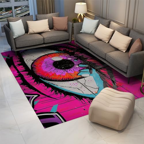 Tapis d'extérieur profil bas lavable street art yeux rose - 3