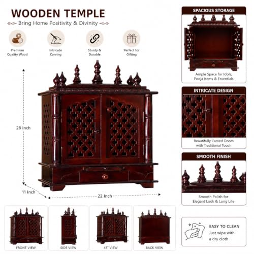 Image of Kamdhenu Art and Craft Wooden Temple /Home Temple /Pooja Mandir /Pooja Mandap /Temple (1)