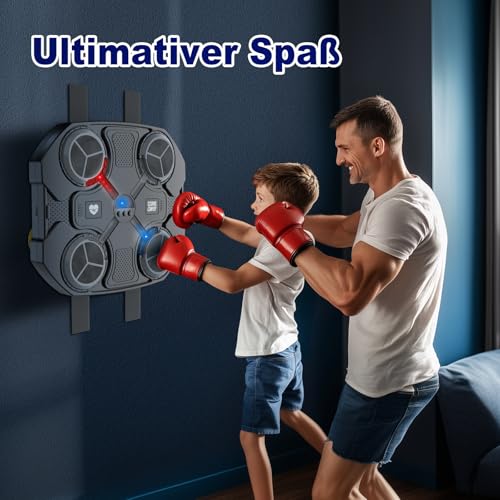 Music Boxing Machine, Kinder Musik Box Maschine, Smart Bluetooth Box Maschine mit Musik, Indoor Interaktiver Wandmontierte Trainer, Musik Boxen Sport Spielzeug für Kinder, Geschenke für Kinder Jungs