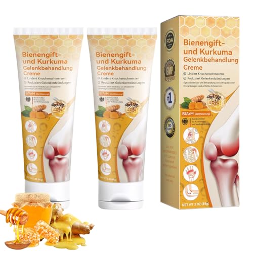 KAIOWPEIC Crema de veneno de abeja y cúrcuma para articulaciones, 2 unidades de gel calmante de abeja, veneno de abeja, crema de veneno de abeja, adecuado para dolencias de cuello, cintura, espalda