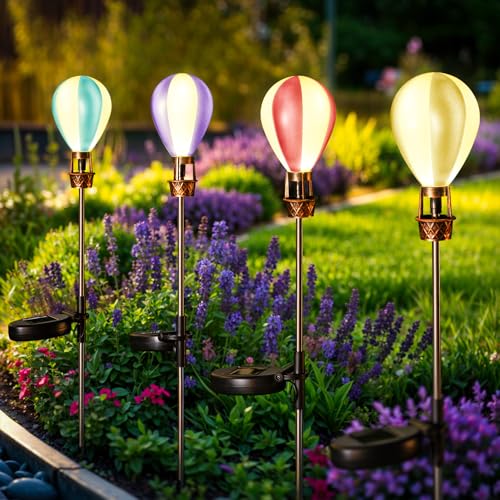 Lampe solaire extérieur montgolfière pour illuminer vos soirées d'été dans le jardin