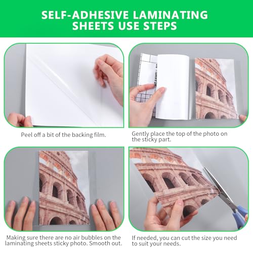 50 Pcs Matte Self Adhesive Laminating Sheets, 8.4 x 12.2 Inches Matte Finish Self Sealing Lamination Sheets, Clear Laminating Sheets No Machine Needed Self Sealing Laminate Sheets - Thumbnail 6