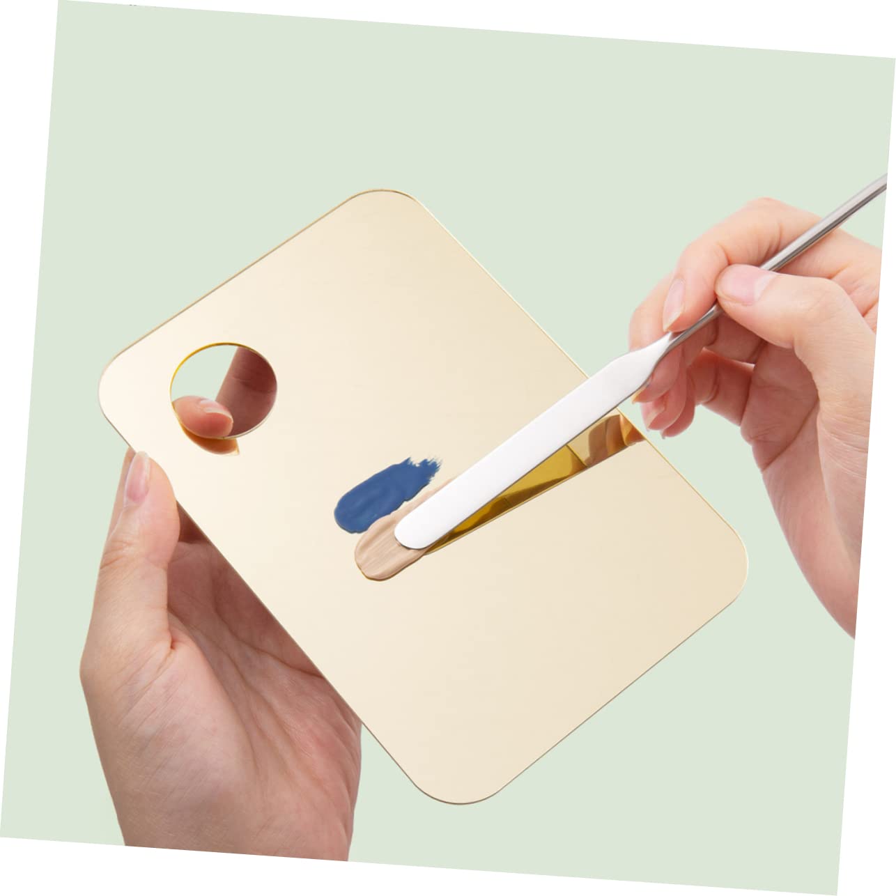 VICASKY 2-Piece Acrylic Makeup Palette Set Mixing Tray Spatula for Pigment Blending