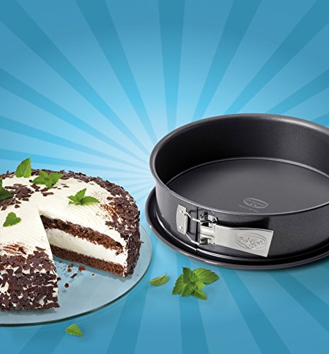 Foto von Dr. Oetker Springform Ø 26 cm, auslaufsichere Kuchenform, runde Backform aus Stahl mit keramisch verstärkter Antihaft-Beschichtung (Farbe: grau), Menge: 1 Stück