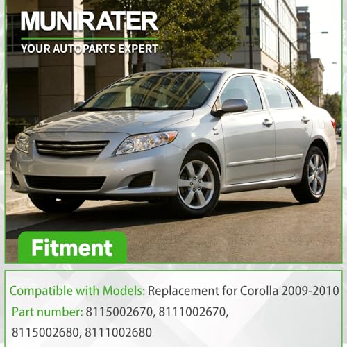 Image of munirater Headlights Assembly Silver Headlamp Replacement for 2009-2010 Corolla Driver and Passenger Side with Amber Corner 8115002670, 8111002670, 8115002680, 8111002680