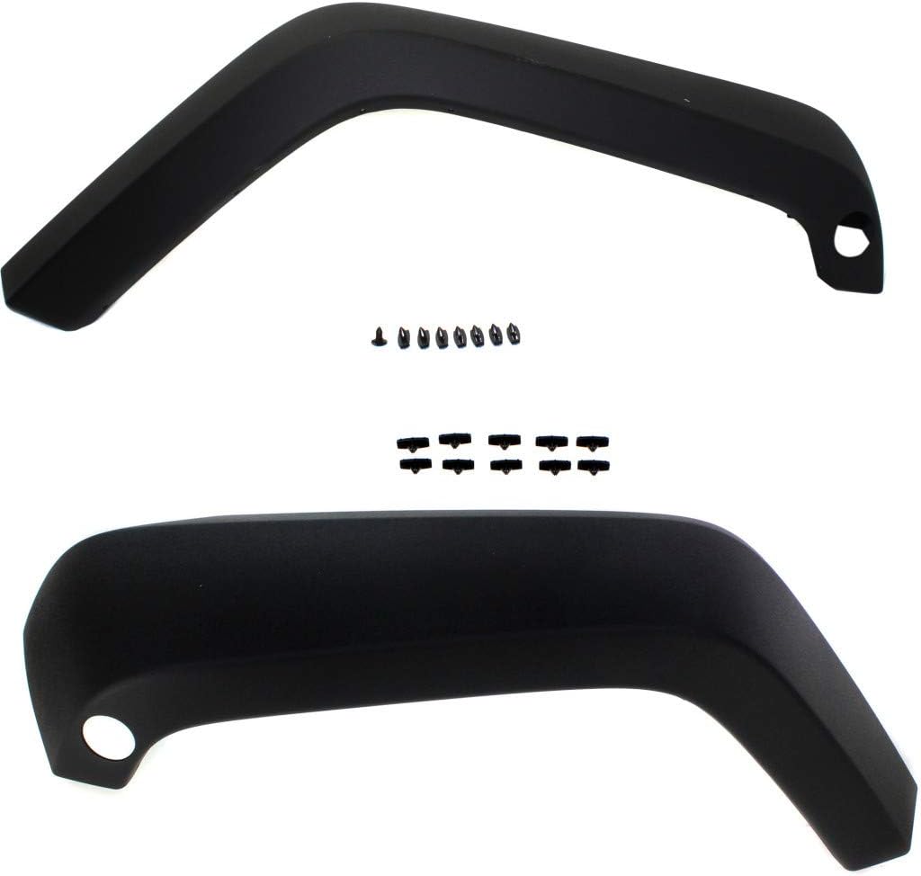 For Jeep Wrangler JK Fender Flare 2007-2017 Driver and Passenger Side Pair/Set | Front | Textured Black | Plastic | CH1268119, CH1269119 | 5KF09RXFAG, 5KF08RXFAG