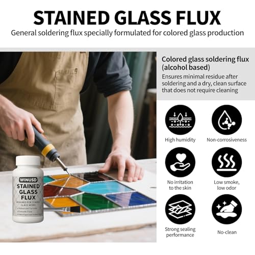 Image of Stained Glass Supplies，Stained Glass Accessories for Soldering Work， Stained Glass Starter Kit, Stained Glass Tools for Table and Countertop Protection (8oz Solder Flux)
