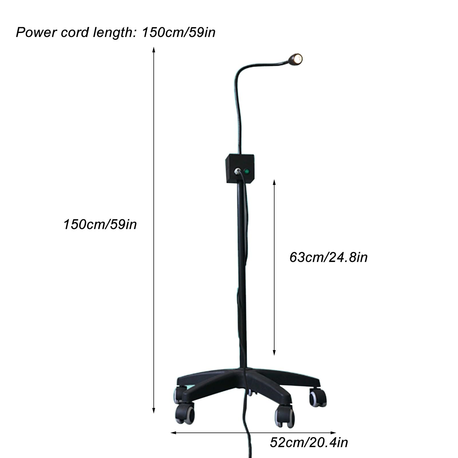 Lampa do Badania LED 3W, Mobilna Lampa Chirurgiczna z Elastyczną Lampą Typu Gęsia Szyja, Lampa do Badania Chirurgicznego ze Stojakiem Podłogowym