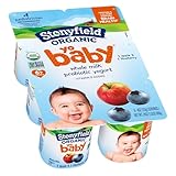 Stonyfield Organic YoBaby Yogurt Cups, Apple & Blueberry, 6 Ct - Nutritious, Whole Milk Yogurt with Probiotics, 4 oz. Each