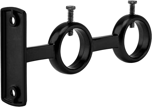 Miniatura 4 de Soporte doble para cortinero, 2 soportes resistentes para barra de cortina de 1 pulgada y 58 pulgadas, soporte de barra de pared para sala de estar,