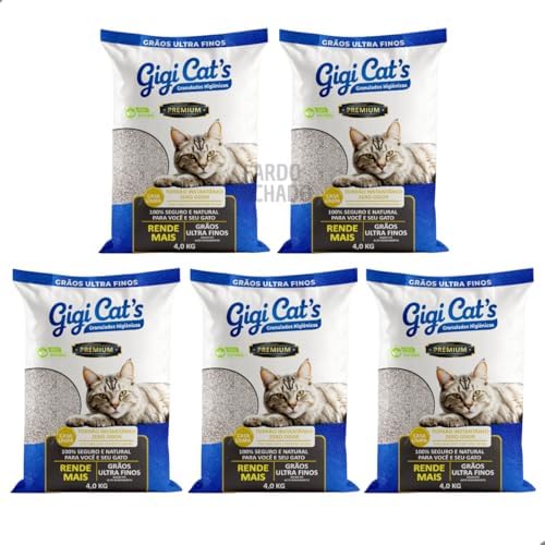 Kit 5 Areia Sanitária Higiênica para Gatos Bentonita Perfumada Gi...