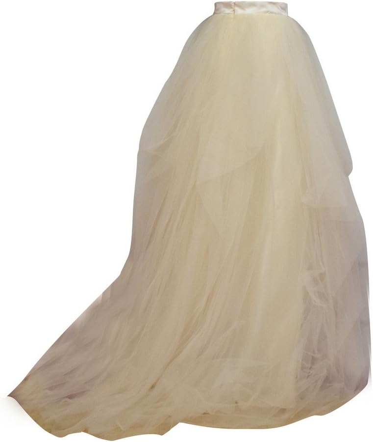 Champagne Short Train Tutu Skirt with Ruffling in Back Flowy Bridal Skirt