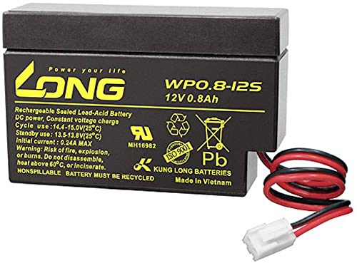 Long Wp0.8-12S Wp0.8-12S - Batteria Al Piombo 12 V 0,8 Ah (Agm) (L X A X P), 96 X 62 X 25 Mm, Spina Jst