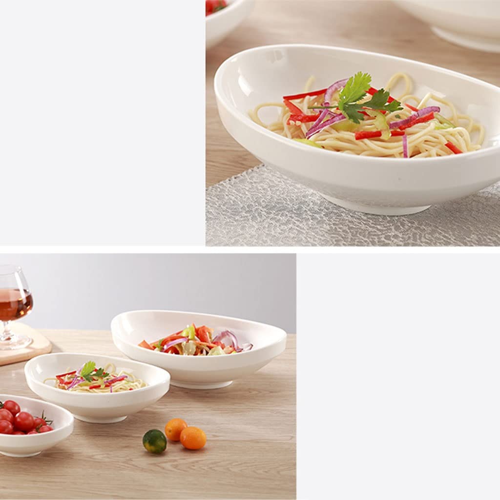 Miska do sałatek czysta biała ceramiczna kreatywna miska na sałatkę miska na owoce do domu miska na suszone owoce miska na ramen owocowy miska do serwowania sałatek (L)