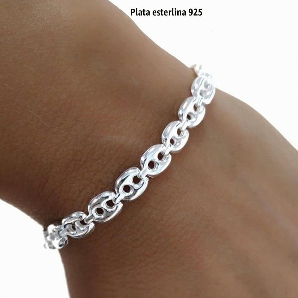 Pulsera eslabones calabrote pequeños de Plata de ley 925 para mujer