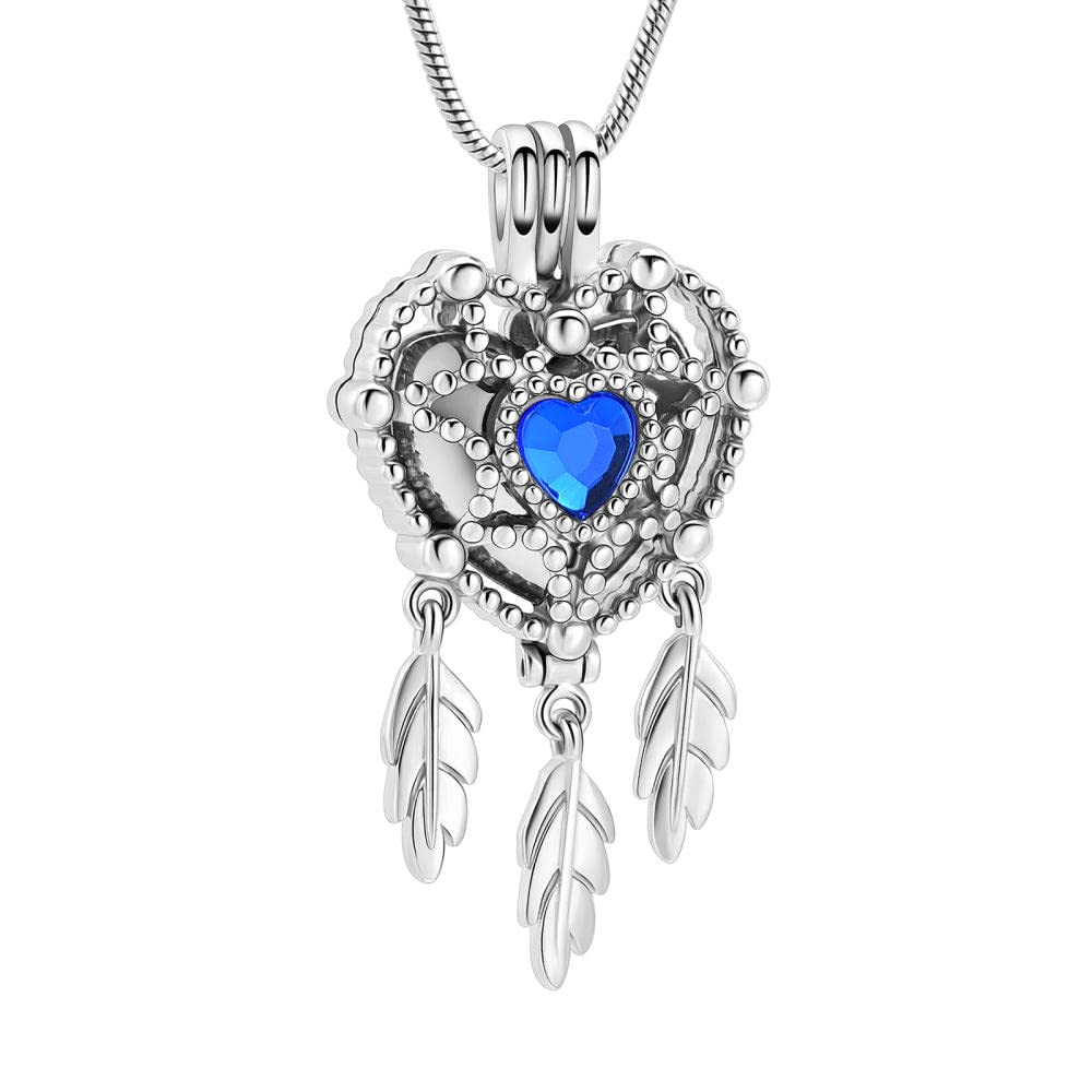 CSHSU Cremation Jewelry for Ashes Cremation Jewelry Heart Dream Catcher Urn Necklace for Ashes for Women Ashes Keepsake Memorial Jewelry