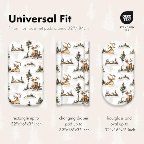 Image of Gllquen Baby Bassinet Sheets 4 Pack, Breathable Cozy Fitted Mattress Sheet | 32 inchx16 inch Soft Baby Sheets for Boys Girls, Compatible with Halo, Snoo, Uppababy, Universal fitted,Baby Gift,