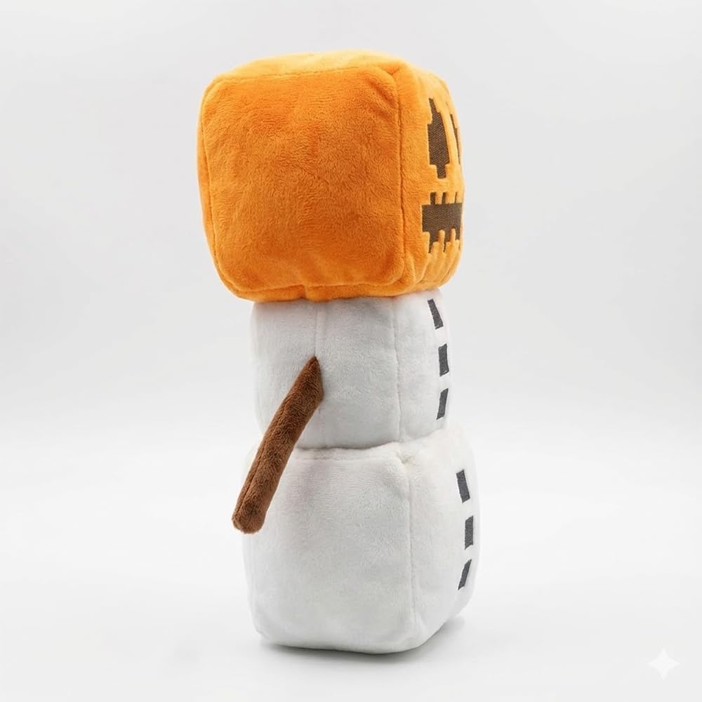 Mycraft Plushies Pixel-Style Game Basic Plush Mineworld Character Soft Toy, Video Game-Inspired Collectible Plushies (Snow Golem)