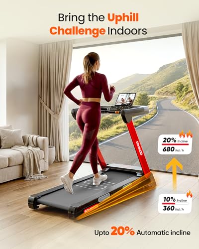 Image of Sparnod Fitness Z Auto Incline Treadmill for Home Use, 6HP BLDC Motor, 20% Auto Incline, 1-14 km /h Speed, Shock Absorbing Surface, Bluetooth Speaker, LED Display, Hydraulic Foldable, 120kg Capacity