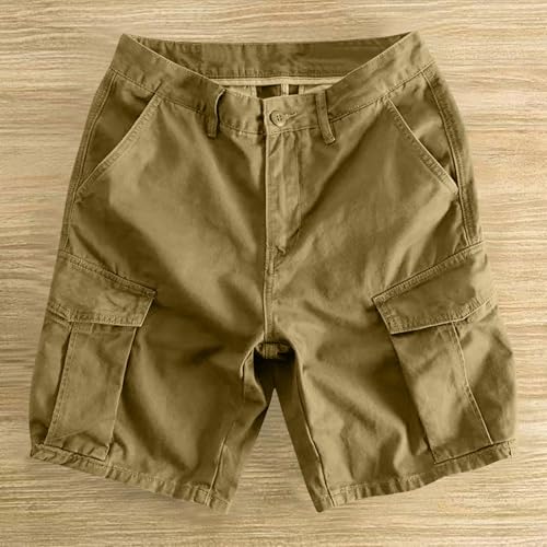 Image of Men's Cotton Twill Hiking Tactical Cargo Shorts Outdoor Lightweight Breathable Multi Pockets Casual Golf Work Shorts