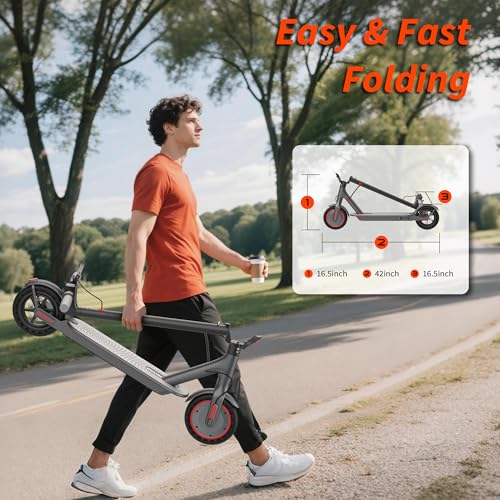 Image of VOLPAM Electric Scooter with 8.5 inch /10 inch Solid Tire, 350W /500W Powerful Motor & 19 /22 MPH Top Speed, 16-28 Miles Long Range, Folding E Scooter Choice