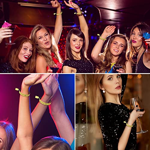 Image of 100 Pcs VIP Wristbands for Events, Premium Cloth Fabric Wrist Bands with Shimmering Lurex Jacquard Weaving, Adjustable Disposable Security Lock Bracelets for Festivals, Nightclubs and Party,Gold