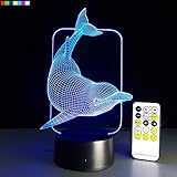 Kids Night Light Animal Dolphin 7 Colors Change with Remote Control Gifts for Kids or Animal Lover Gift Ideas by Easuntec (Dolphin)