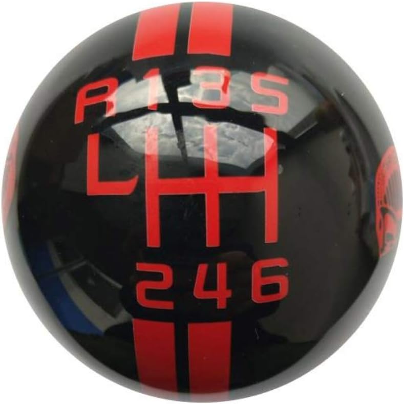 Gear 6 Speed Round Ball Type R S Shifter for Mustang Shelby GT 500 Cobra Manual Gear Shift Knob Trim Selector Red White Black (Red, R on the left)