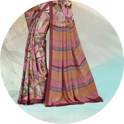 Image of Jaanvi fashion Women's Crepe Silk Saree with Unstitched Blouse Piece | Soft Lightweight Traditional Ethnic Wear Saree for Party, Wedding, Festival