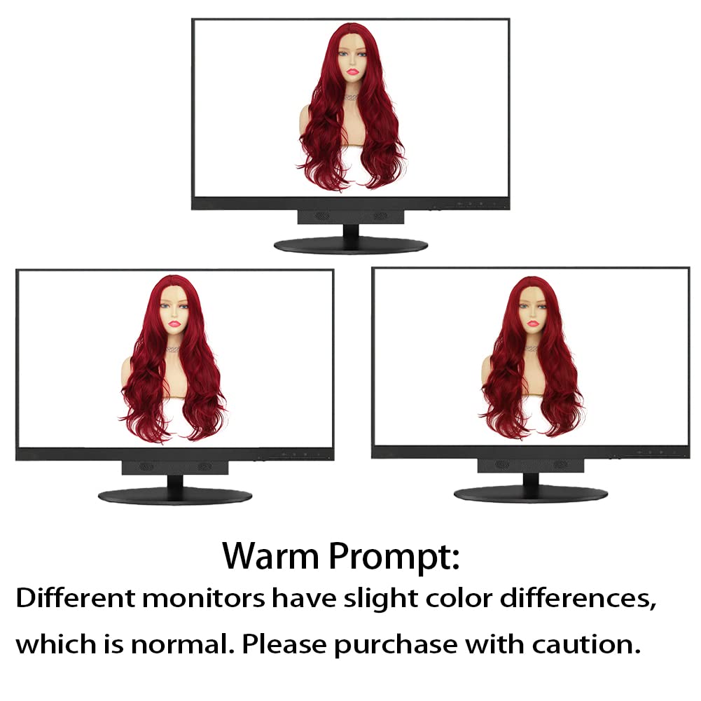Red Long Curly Wavy Wigs for Women Natural Side Part Cosplay Halloween Synthetic Fiber Wig Heat Resistant Wig - Image 7