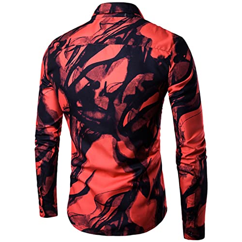 Men's Printed Ink Long Sleeve Shirt Slim Fit Button Down Floral Tie-Dye Dress Shirts Fashion Casual Lapel Shirts2