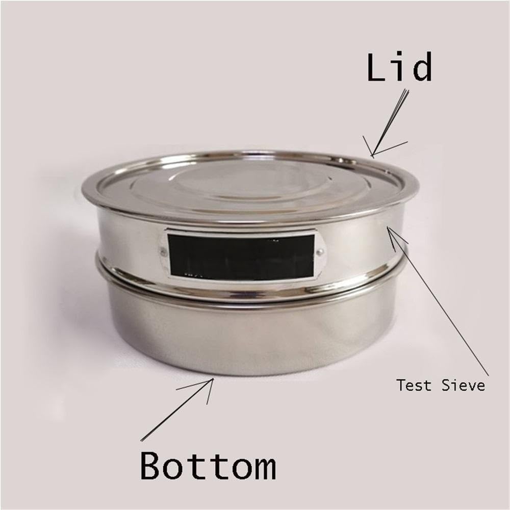 Sito testowe ze stali nierdzewnej, Sito laboratoryjne do pobierania próbek ze stali nierdzewnej z pokrywką i dnem o średnicy 20 cm 0,075–2,5 mm(0.15mm)