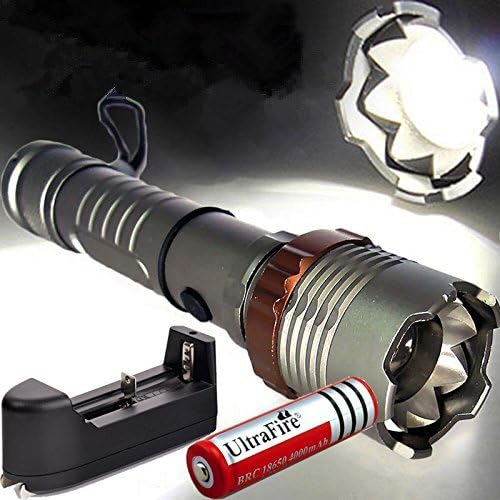 TT GOS Tactical Police Cree XML T6 2000lm LED Focus Flashlight&18650&charger