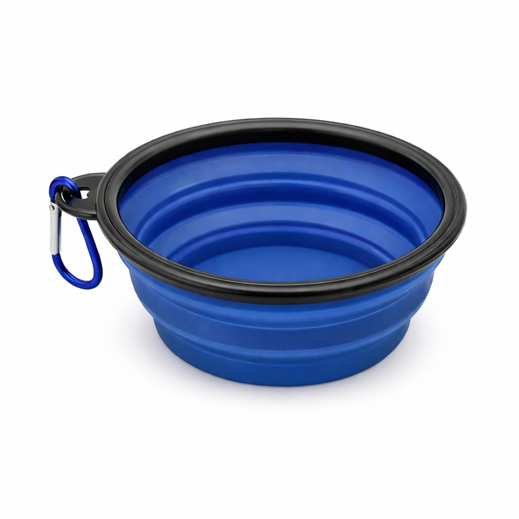 Cutie's PetBox Faltbarer Reise-Wasser- und Futternapf für Hunde und Katzen, 350 ml Volumen, volle Höhe 5,1 cm, Blau