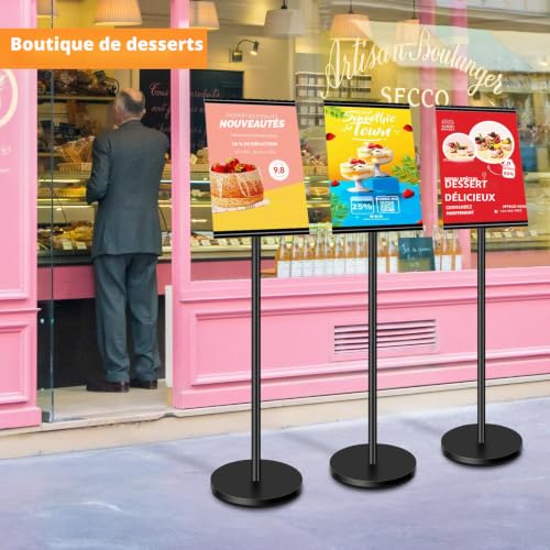 Présentoir pour affiches A4 réglable en hauteur robuste et orientable