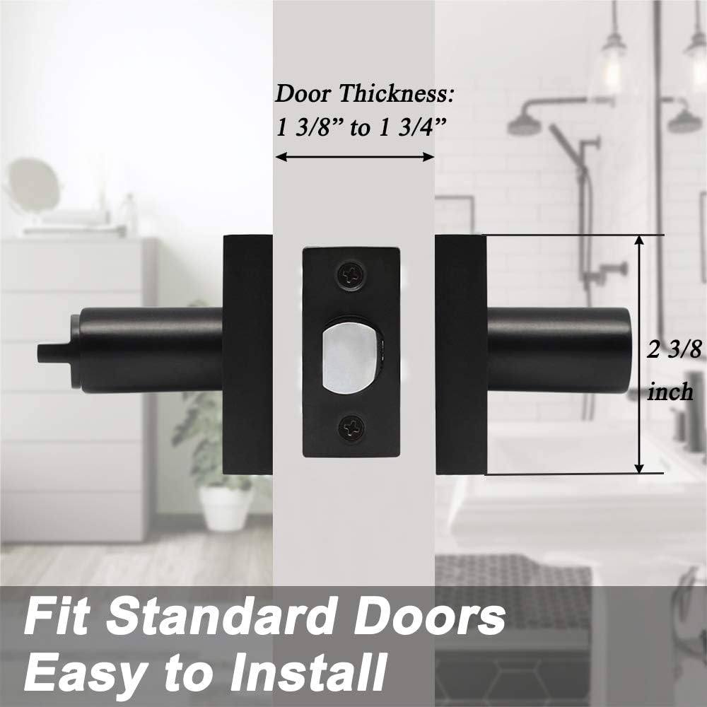 Hottest Sale 10 Pack Probrico Privacy Square Door Lever Door Lock Lockset Handleset Keyless Door Knobs for Bedroom Storage Room Bathroom Without Key in Black DL03SBK